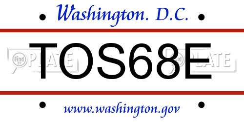 TOS68E District Of Columbia License Plate