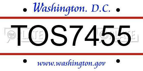TOS7455 District Of Columbia License Plate