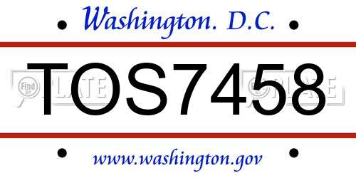 TOS7458 District Of Columbia License Plate