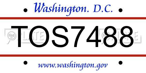 TOS7488 District Of Columbia License Plate