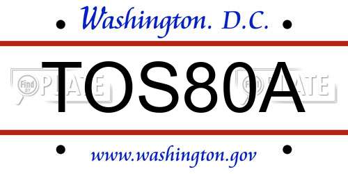 TOS80A District Of Columbia License Plate