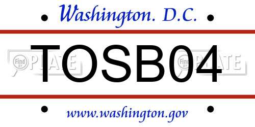 TOSB04 District Of Columbia License Plate