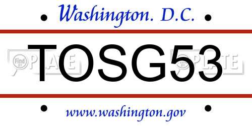 TOSG53 District Of Columbia License Plate