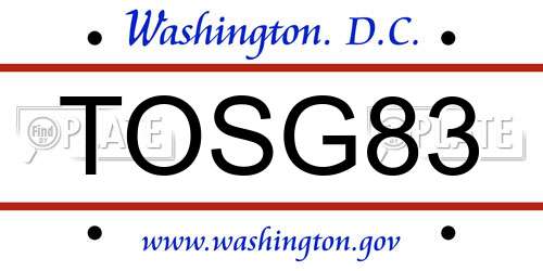 TOSG83 District Of Columbia License Plate