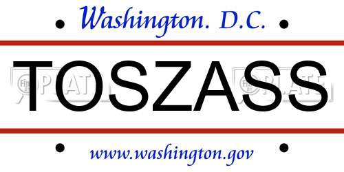 TOSZASS District Of Columbia License Plate