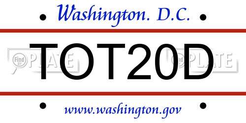 TOT20D District Of Columbia License Plate