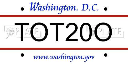 TOT20O District Of Columbia License Plate
