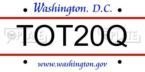 TOT20Q District Of Columbia License Plate