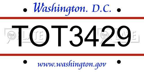 TOT3429 District Of Columbia License Plate