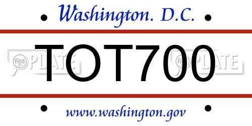 TOT700 District Of Columbia License Plate