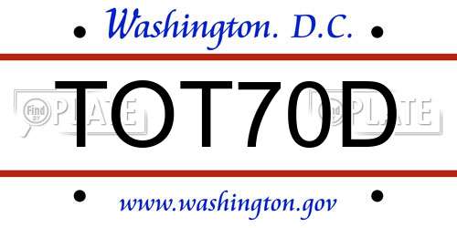 TOT70D District Of Columbia License Plate