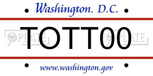 TOTT00 District Of Columbia License Plate