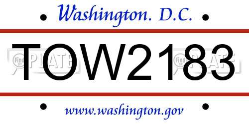 TOW2183 District Of Columbia License Plate