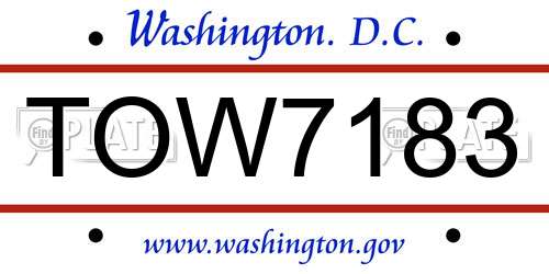TOW7183 District Of Columbia License Plate