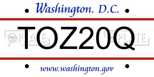 TOZ20Q District Of Columbia License Plate