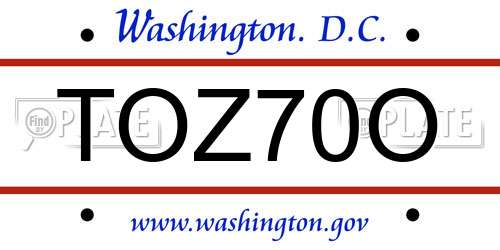 TOZ70O District Of Columbia License Plate