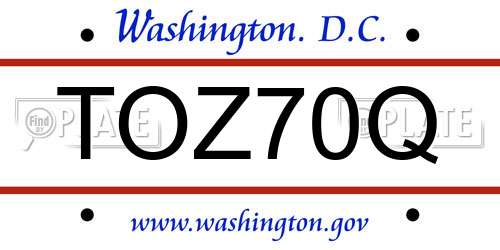 TOZ70Q District Of Columbia License Plate