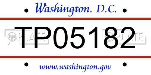 TP05182 District Of Columbia License Plate