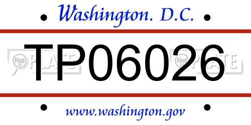 TP06026 District Of Columbia License Plate
