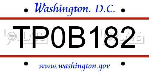 TP0B182 District Of Columbia License Plate
