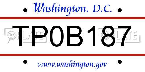 TP0B187 District Of Columbia License Plate