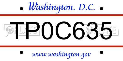 TP0C635 District Of Columbia License Plate