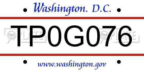 TP0G076 District Of Columbia License Plate
