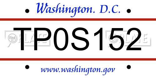 TP0S152 District Of Columbia License Plate