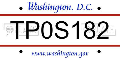 TP0S182 District Of Columbia License Plate