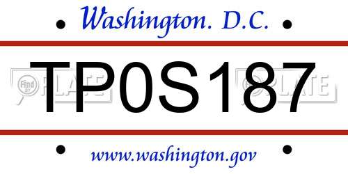 TP0S187 District Of Columbia License Plate