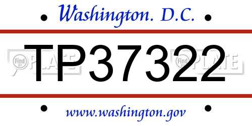 TP37322 District Of Columbia License Plate
