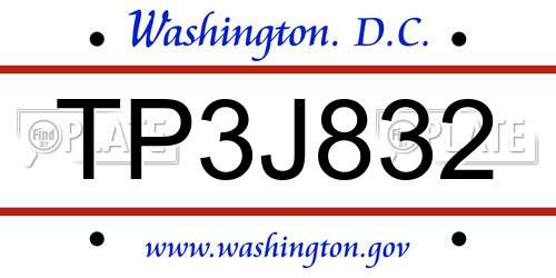 TP3J832 District Of Columbia License Plate