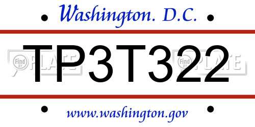 TP3T322 District Of Columbia License Plate