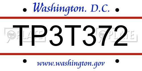TP3T372 District Of Columbia License Plate