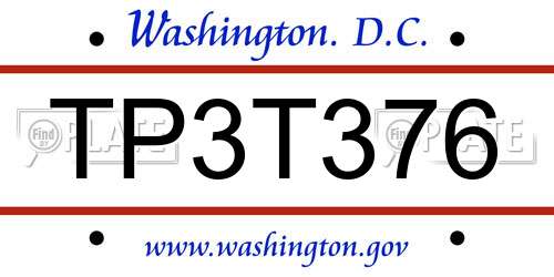 TP3T376 District Of Columbia License Plate