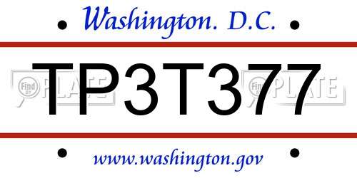 TP3T377 District Of Columbia License Plate