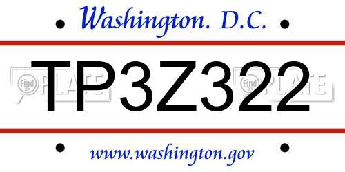 TP3Z322 District Of Columbia License Plate