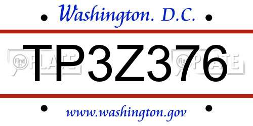 TP3Z376 District Of Columbia License Plate