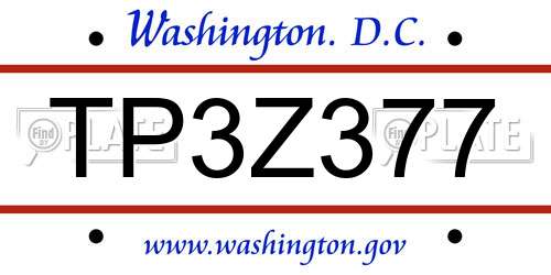 TP3Z377 District Of Columbia License Plate
