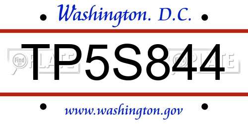 TP5S844 District Of Columbia License Plate
