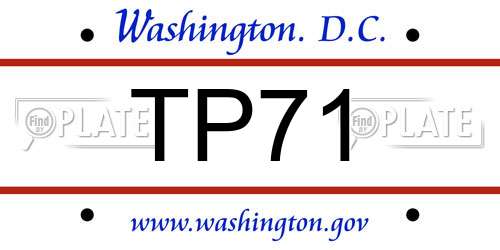 TP71 District Of Columbia License Plate