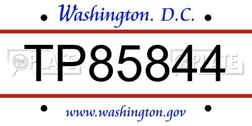 TP85844 District Of Columbia License Plate
