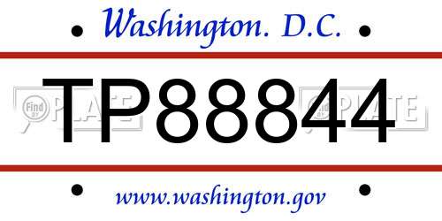 TP88844 District Of Columbia License Plate