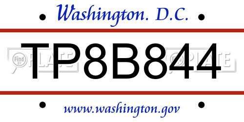 TP8B844 District Of Columbia License Plate