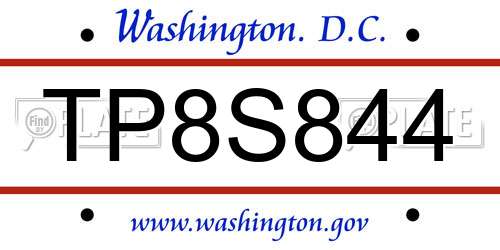 TP8S844 District Of Columbia License Plate