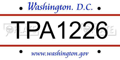 TPA1226 District Of Columbia License Plate
