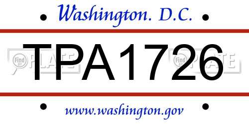 TPA1726 District Of Columbia License Plate