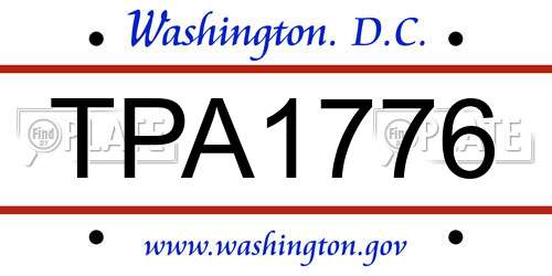 TPA1776 District Of Columbia License Plate
