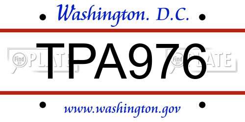 TPA976 District Of Columbia License Plate