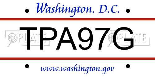 TPA97G District Of Columbia License Plate